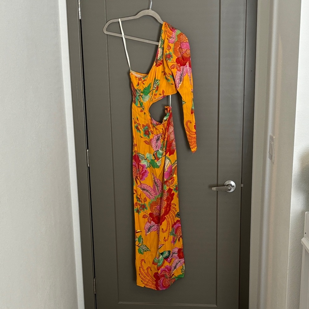 Vibrant Floral One-Shoulder Maxi Dress